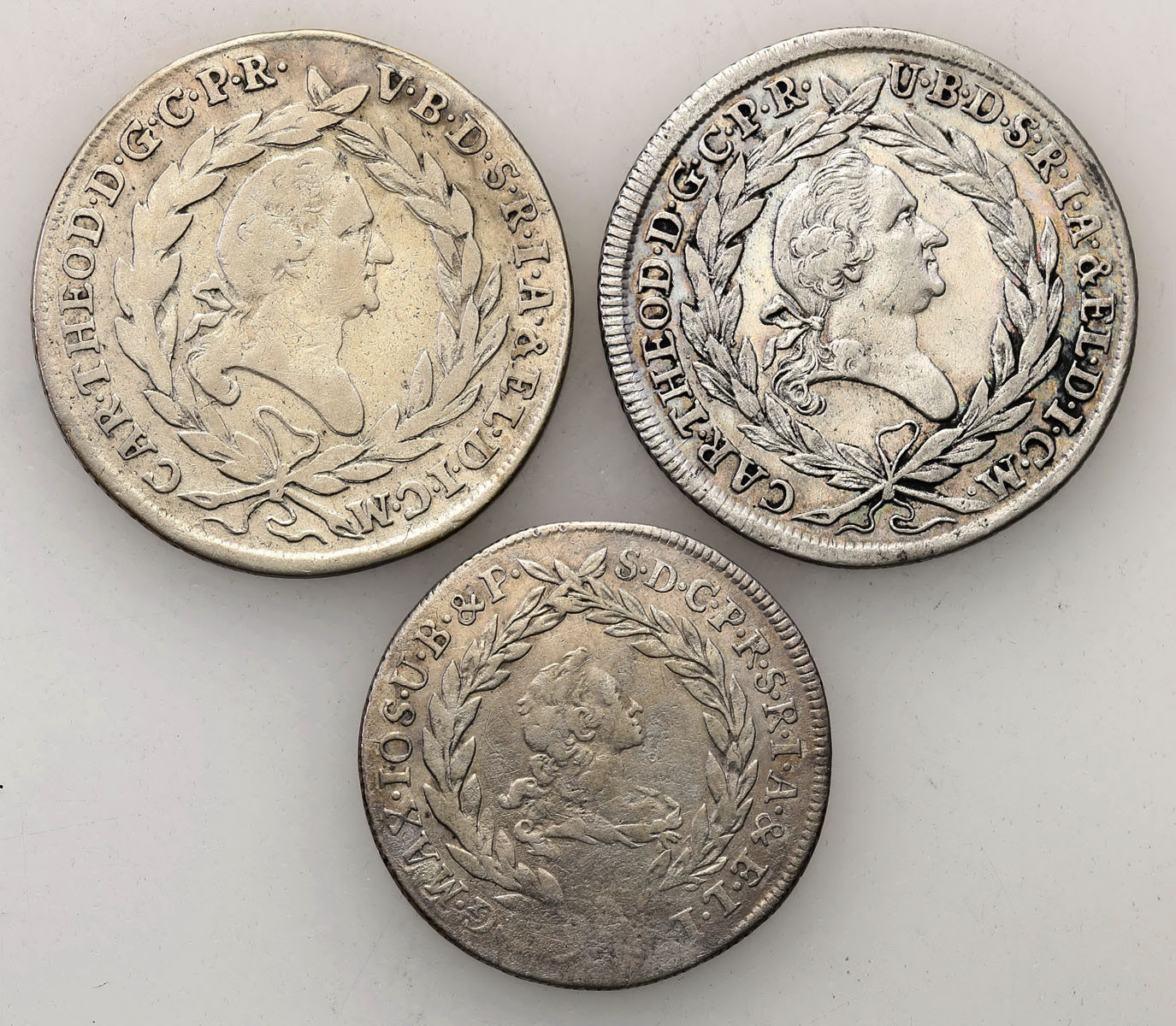 Niemcy, Bawaria. 10, 20 krajcarów 1756-1784, zestaw 3 monet
